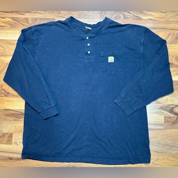 Carhartt Shirt Adult 3xl XXL Blue Workwear Outdoors Cotton Pocket Men - Picture 1 of 5